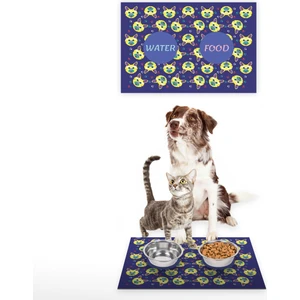 Water Food Kedi Köpek Desenli Dijital Baskılı 35X50CM Dekoratif Çok Amaçlı Iç ve Dış Kapı Paspası Mama Paspası