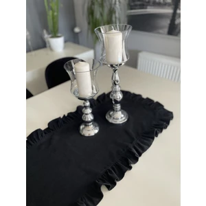 Decamor Home Siyah Tam Fırfırlı Vintage Runner