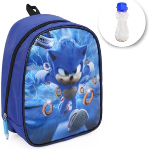 Masho Trend Parlak Sonic Anaokulu Çantası + Suluk - Süper Sonik Kreş Çantası