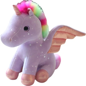 28CM Gökkuşağı Yıldızlı Gökyüzü Kanat Unicorn Peluş Oyuncak