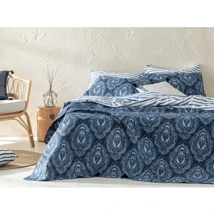 English Home Deep Damask Çok Amaçlı Tek Kişilik Yatak Örtüsü Takımı 160 x 220 cm Lacivert
