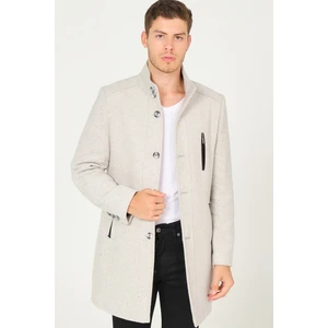 PLT8386 Dewberry Erkek Palto-Desenli Açık Gri