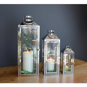 Evim Tatlı Evim Victoria Paslanmaz Çelik Üçlü  Mumluk Fener Seti