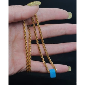 Şirin Gold İmitasyon 22 Ayar Altın Kaplama Halat Burgu Zincir 60 cm
