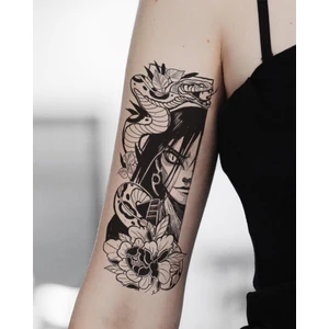 BP Tattoo Snake Queen Büyük Boy Yılan ve Kadın Dövmesi