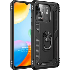 Xiaomi Poco C40 Kılıf Military Ring Holder Siyah