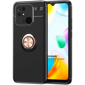 Xiaomi Poco C40 Kılıf Kickstand Ring Holder Siyah Rose