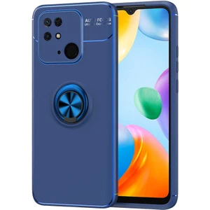 Case 4U Poco C40 Kılıf Autofocus Shockprof Ravel Yüzüklü Standlı Slikon Kapak Mavi