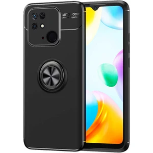 Case 4U Poco C40 Kılıf Autofocus Shockprof Ravel Yüzüklü Standlı Slikon Kapak Siyah