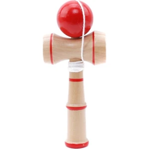 Ekstra String ile Klasik Ahşap Beceri Oyuncak Kendama, Boyut: 13.5 x 5.5cm Kırmızı (Yurt Dışından)