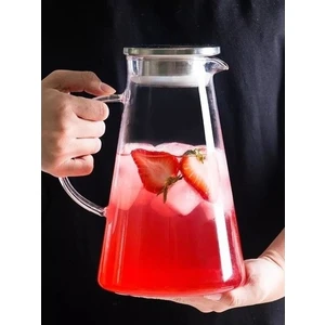 Senin Dükkanın Ateşe Dayanıklı  Borosilikat Cam Metal Kapaklı Cam Sürahi 1600 ml