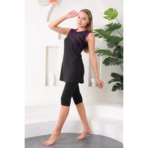 Deniz Mayo Likralı Şeritli Kolsuz Mayo Kolsuz