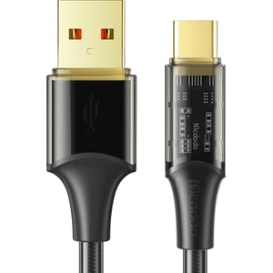 CA-2090 Type-C 100W Şeffaf Başlıklı Süper Hızlı Data Aktarım ve Şarj Kablosu Siyah-1.2 Metre