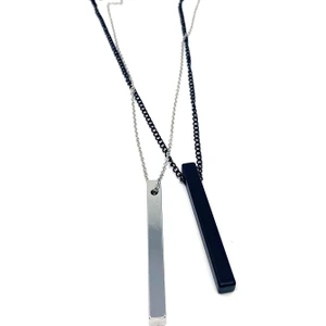 Çubuk Kolye 60 cm Gümüş ve Siyah Renk Set