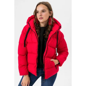 Kadın Jel Dolgu Kapüşon Detaylı Şişme Mont