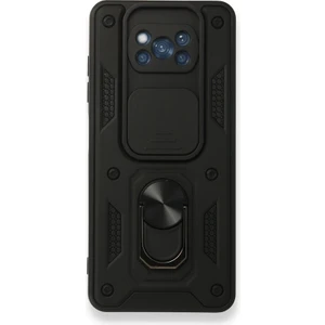 Xiaomi Poco X3 Kılıf Tank Aramid Sürgülü Vega Yüzüklü+Nano Siyah
