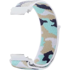 Case Street Samsung Galaxy Watch 3 45MM Kordon Cırtcırt Asker Desenli Kumaş Ayarlanabilir Beyaz