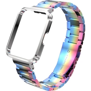 Redmi Watch 2 Lite Uyumlu Baklalı Model Metal Kordon & Kasa Koruma 2 In 1 Paslanmaz Çelik Kayış