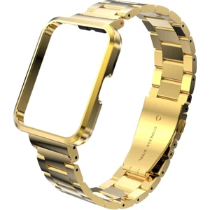 Redmi Watch 2 Lite Uyumlu Baklalı Model Metal Kordon & Kasa Koruma 2 In 1 Paslanmaz Çelik Kayış