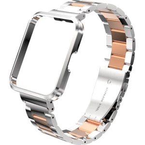 Redmi Watch 2 Lite Uyumlu Baklalı Model Metal Kordon & Kasa Koruma 2 In 1 Paslanmaz Çelik Kayış