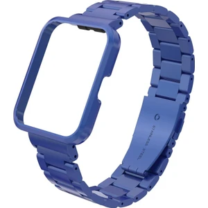 Redmi Watch 2 Lite Uyumlu Baklalı Model Metal Kordon & Kasa Koruma 2 In 1 Paslanmaz Çelik Kayış