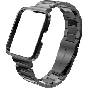 Redmi Watch 2 Lite Uyumlu Baklalı Model Metal Kordon & Kasa Koruma 2 In 1 Paslanmaz Çelik Kayış