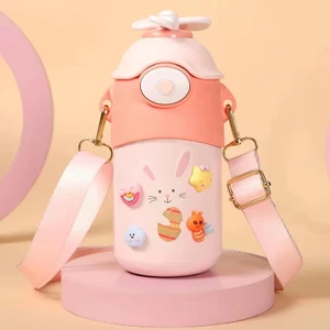 304 Paslanmaz Çelik Çocuk Suluk 450ML - Pembe (Yurt Dışından)