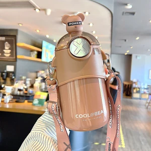 316 Paslanmaz Çelik Çocuk Suluk 480ML - Kahverengi (Yurt Dışından)