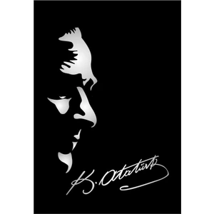 Oto Sticker Atatürk Silüeti Ve Gazi Mustafa Kemal Imza Stickeri Gümüş M. Gri