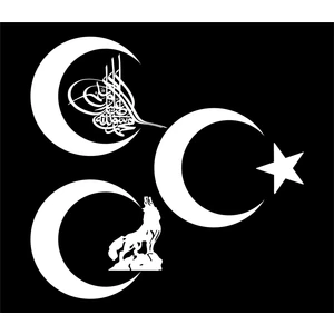 Oto Sticker 3 Hilal Bozkurt Osmanlı Turası Ay Yıldız Stickeri