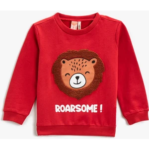 Aplike Detaylı Sweatshirt Bisiklet Yaka Pamuklu