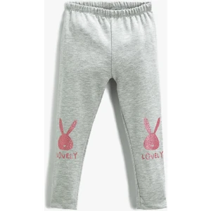 Tavşan Baskılı Tayt Beli Lastikli