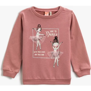Baskılı Sweatshirt Bisiklet Yaka Pamuklu