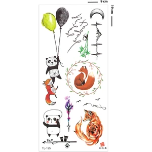 BP Tattoo Tilki ve Panda Sevimli Geçici Dövme