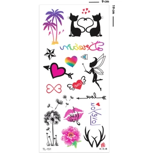 BP Tattoo Kitten Karışık Renkli Geçici Polen ve Kedi Dövmesi