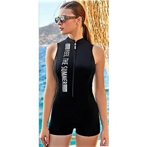 Lapieno Şortlu,fermuarlı  Yüzücü Mayo Siyah