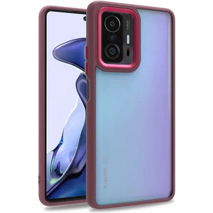 Kzy Xiaomi Mi 11T 5g Kapak Metal Kamera Korumalı Arkası Şeffaf Silikon Kılıf - Kırmızı