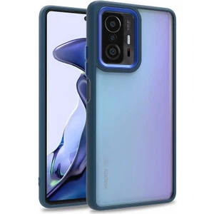 Kzy Xiaomi Mi 11T Pro 5g Kapak Metal Kamera Korumalı Arkası Şeffaf Silikon Kılıf - Mavi