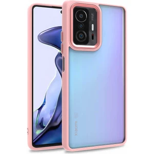 Kzy Xiaomi Mi 11T Pro 5g Kapak Metal Kamera Korumalı Arkası Şeffaf Silikon Kılıf - Rose Gold