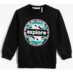 Sweatshirt Uzun Kollu Baskılı Bisiklet Yaka
