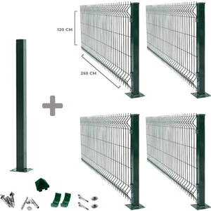 4 'lü Panel Çit Takım 120X250 cm Çift Telli + 1 Direk Avantaj Paketi (10 Metre)
