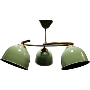 Üçlü Haki Yeşil Metal Avize  Vintage Avize