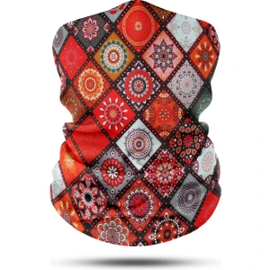 Dair Aksesuar Kırmızı Motif Desenli Motosiklet  Boyunluk Bandana