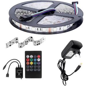 Sese ve Müziğe Duyarlı Rgb LED 5 Metre Uzaktan Kumandalı 3 Çipli 5050 Smd Tipi Set