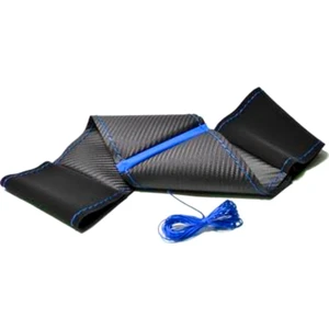 Gürler Oto Kılıf ve Aksesuar Fiat Linea Alkantra-Karbon Mavi Yüzüklü Dikmeli Direksiyon Kılıf