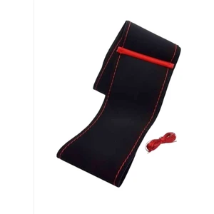 Gürler Oto Kılıf ve Aksesuar Renault Megane 4 Alkantra Kırmızı Yüzük Dikmeli Direksiyon Kılıfı