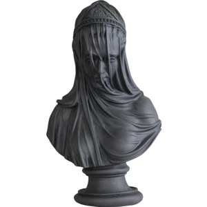 Duvaklı Gelin Tüllü Kadın Siyah Büst Heykel