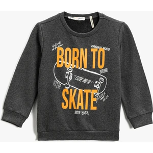 Sweatshirt Uzun Kollu Baskılı Bisiklet Yaka