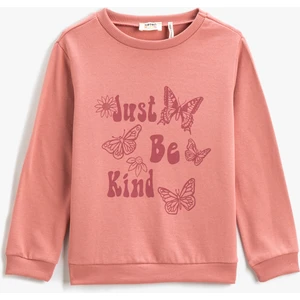 Baskılı Sweatshirt Uzun Kollu Bisiklet Yaka