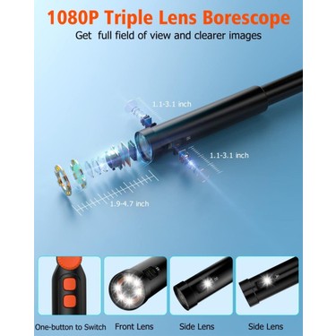 Kzyee Üçlü Lens Borescope Muayene Kamerası Fiyatı